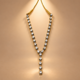 925 Silver Teardrop Moissanite Polki Necklace