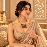 925 Silver Moissanite Kundan Pearl Choker Necklace