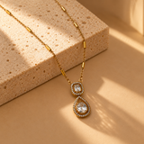 925 Silver Gold Plated Moissanite Tear Drop Chain Pendant