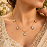 925 Sterling Silver Moissanite Polki Teardrop Necklace