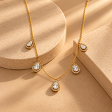 925 Sterling Silver Moissanite Polki Teardrop Necklace