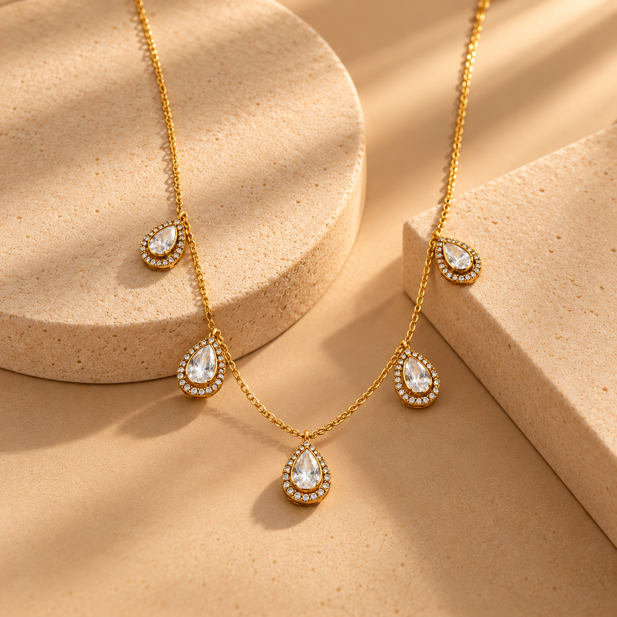 925 Sterling Silver Moissanite Polki Teardrop Necklace