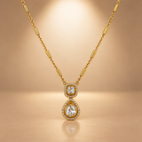 925 Silver Gold Plated Moissanite Tear Drop Chain Pendant