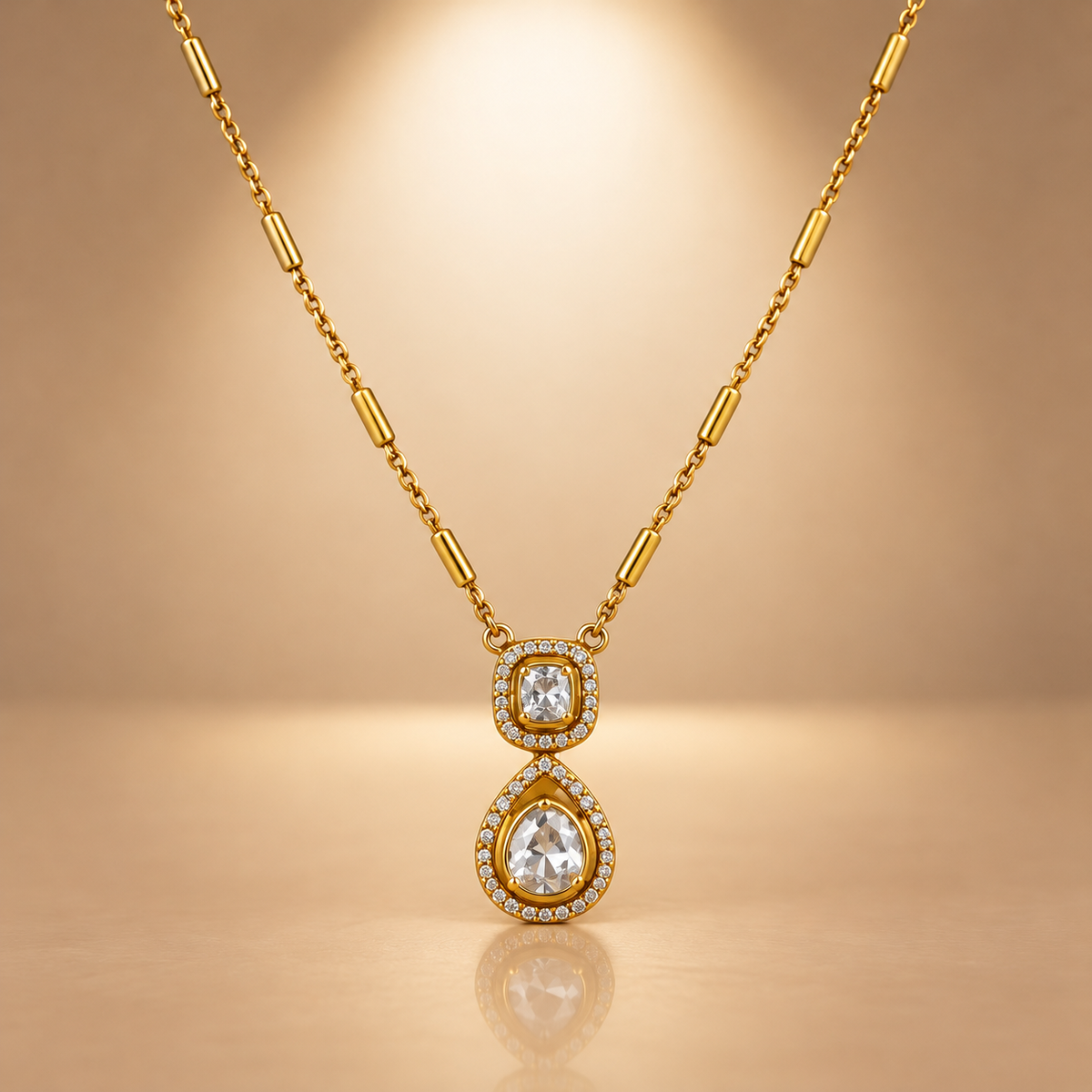 925 Silver Gold Plated Moissanite Tear Drop Chain Pendant