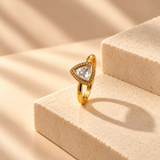 925 Silver Triangle Polki Moissanite Ring