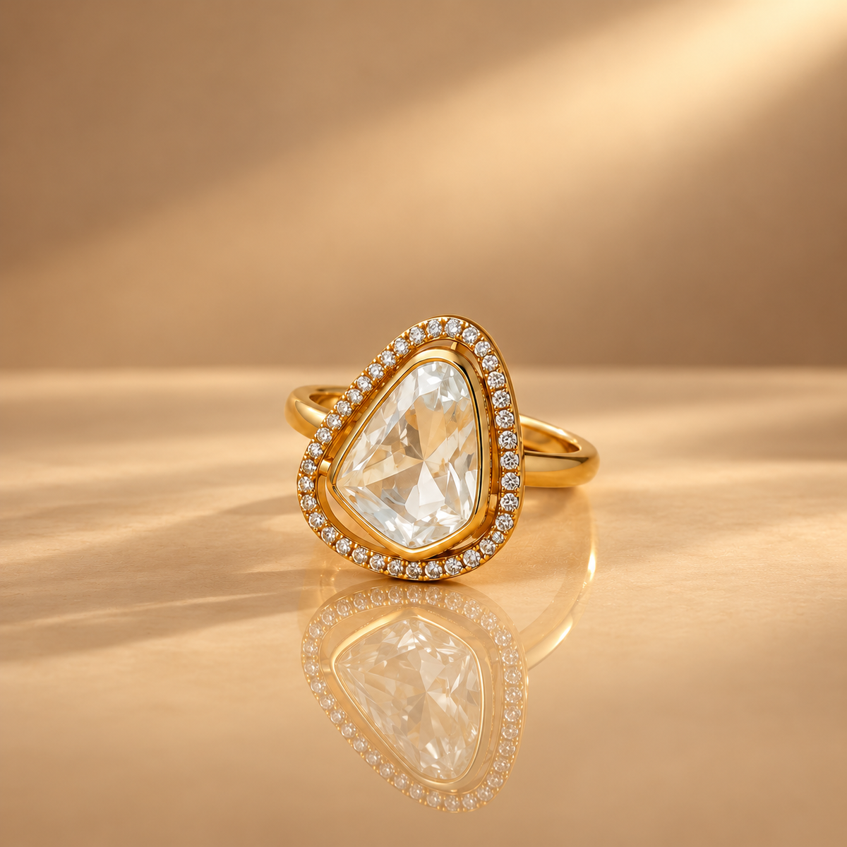 925 Silver Moissanite Polki Pear Ring