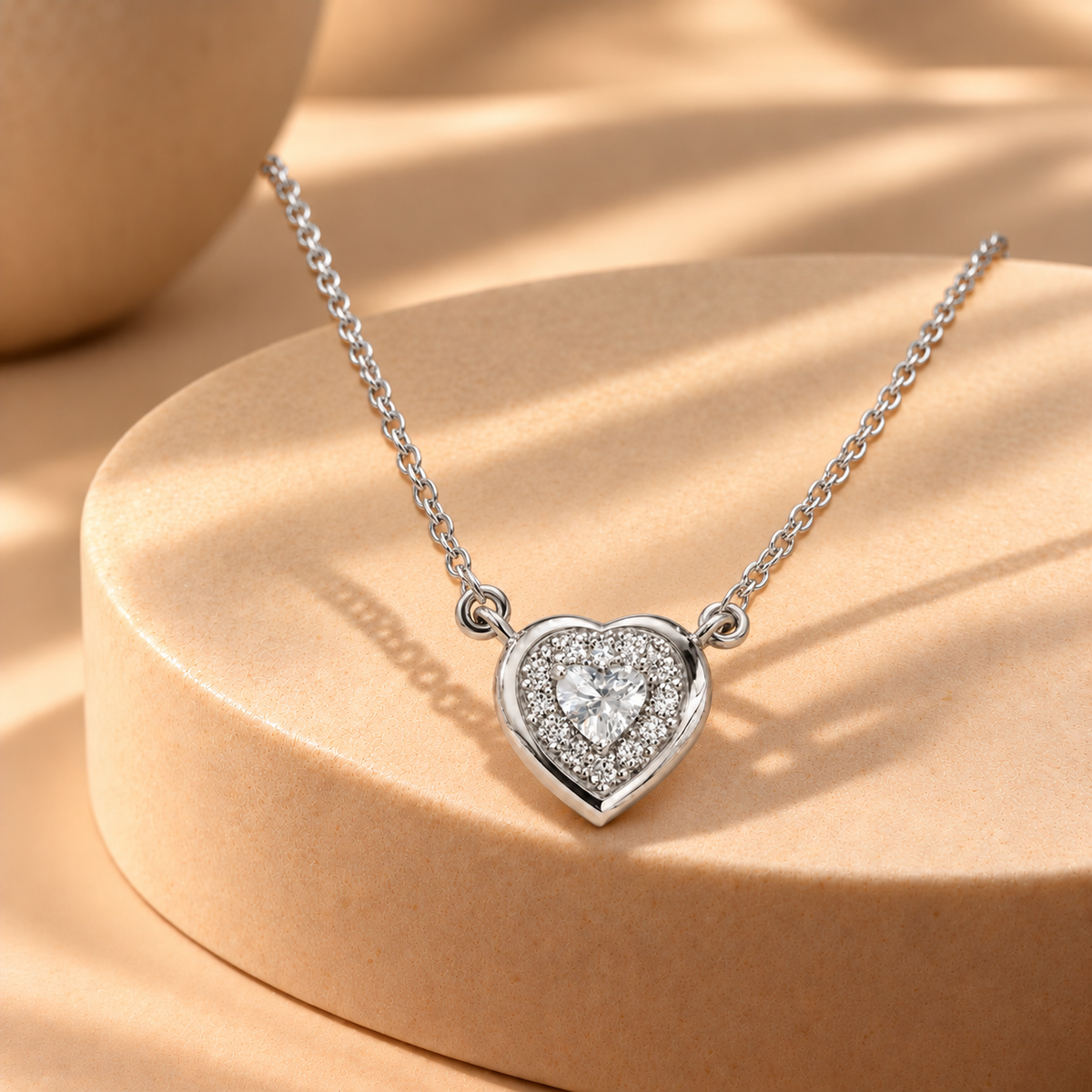 925 Silver Heart Moissanite Pendant Chain
