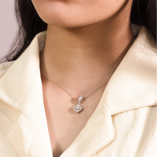 Celeste Diamond Frame Pendant Silver