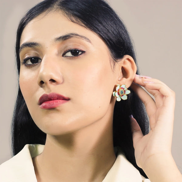 Aqua Bloom Earrings Silver