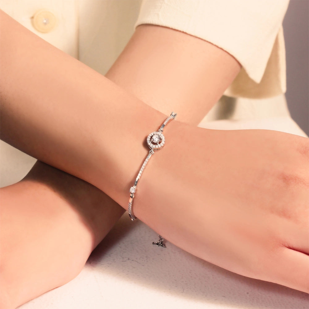 Silver Luminous Circle Adjustable Bracelet