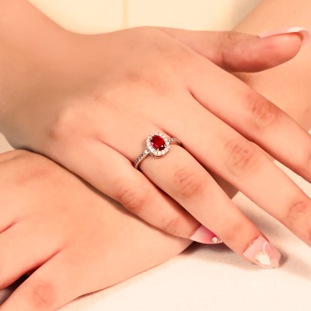 Aura Ruby - Adjustable Silver Ring