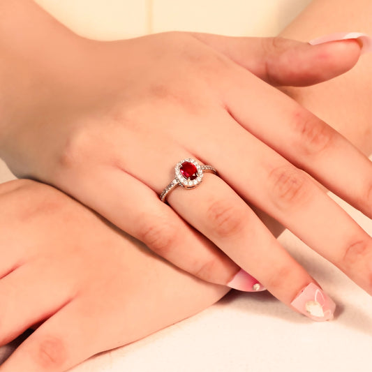 Aura Ruby - Adjustable Silver Ring