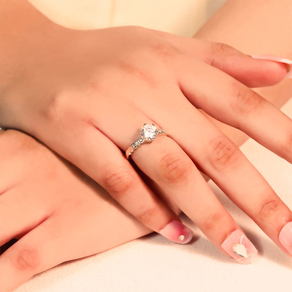 Round Solitaire Silver Ring