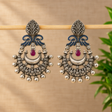 Oxidized 925 Silver Chandbali Earrings