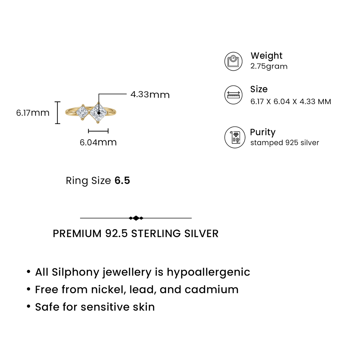 1.83ct Lab-Grown Diamond Square-Cut Two-Stone Statement Ring
