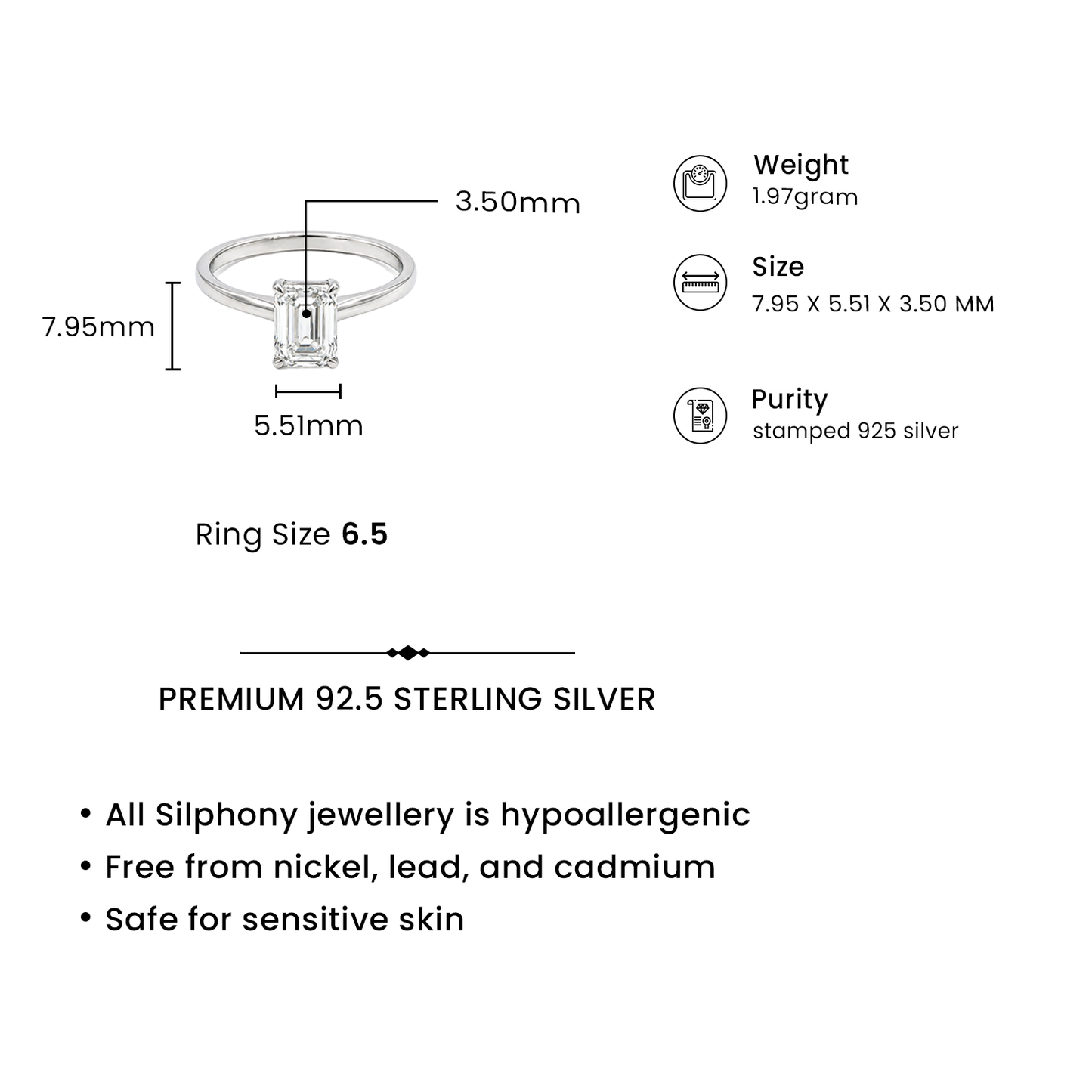 1.86 Ct Lab Grown Diamond 925 Sterling Silver Engagement Ring