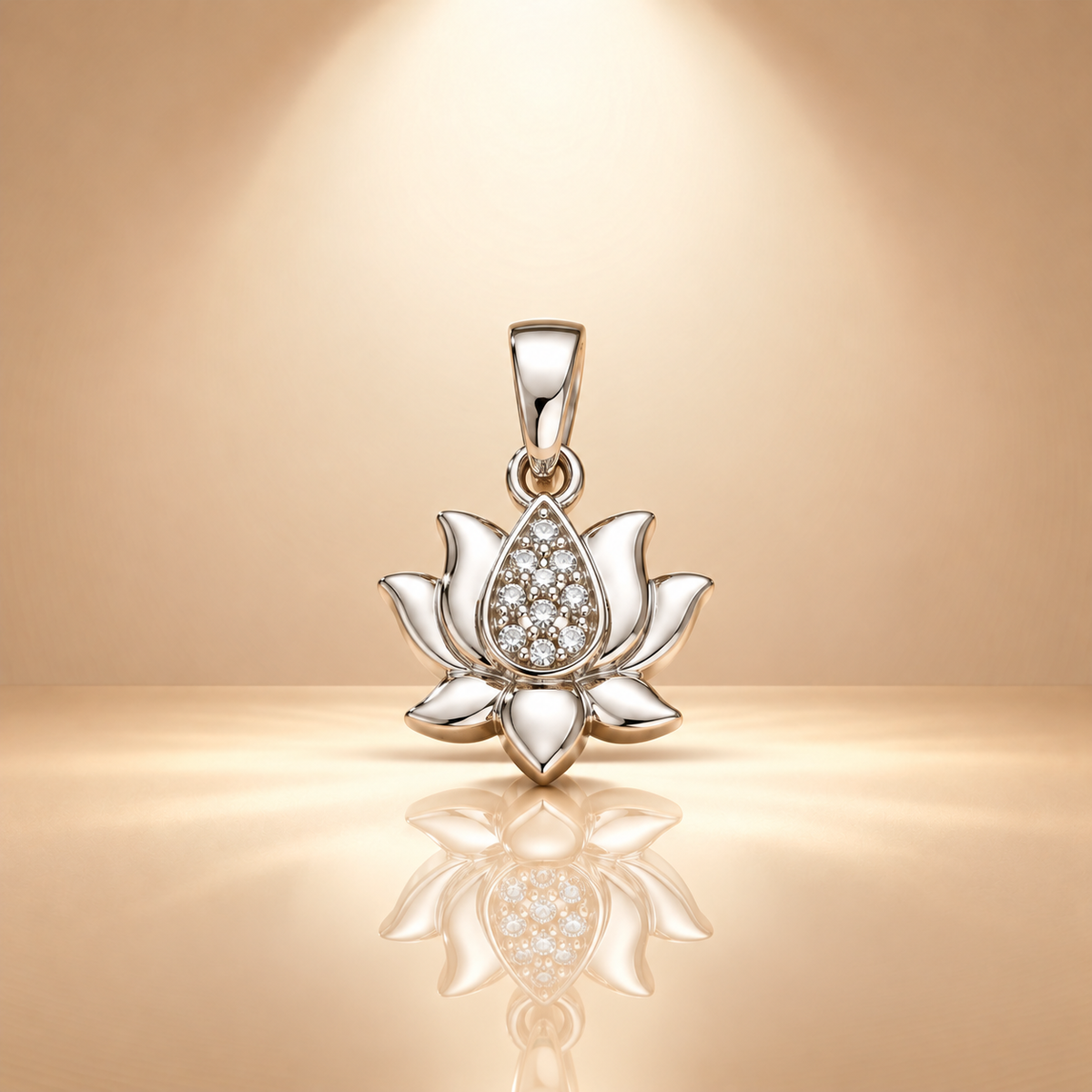 925 Silver Lotus Flower Moissanite Pendant