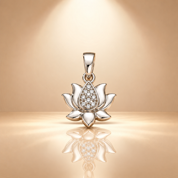 925 Silver Lotus Flower Moissanite Pendant