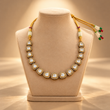 925 Sterling Silver Teardrop Moissanite Polki Necklace