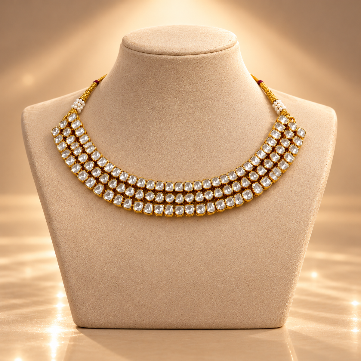 925 Silver Moissanite Polki Necklace