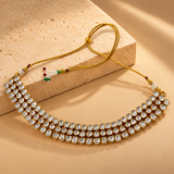 925 Silver Moissanite Polki Necklace