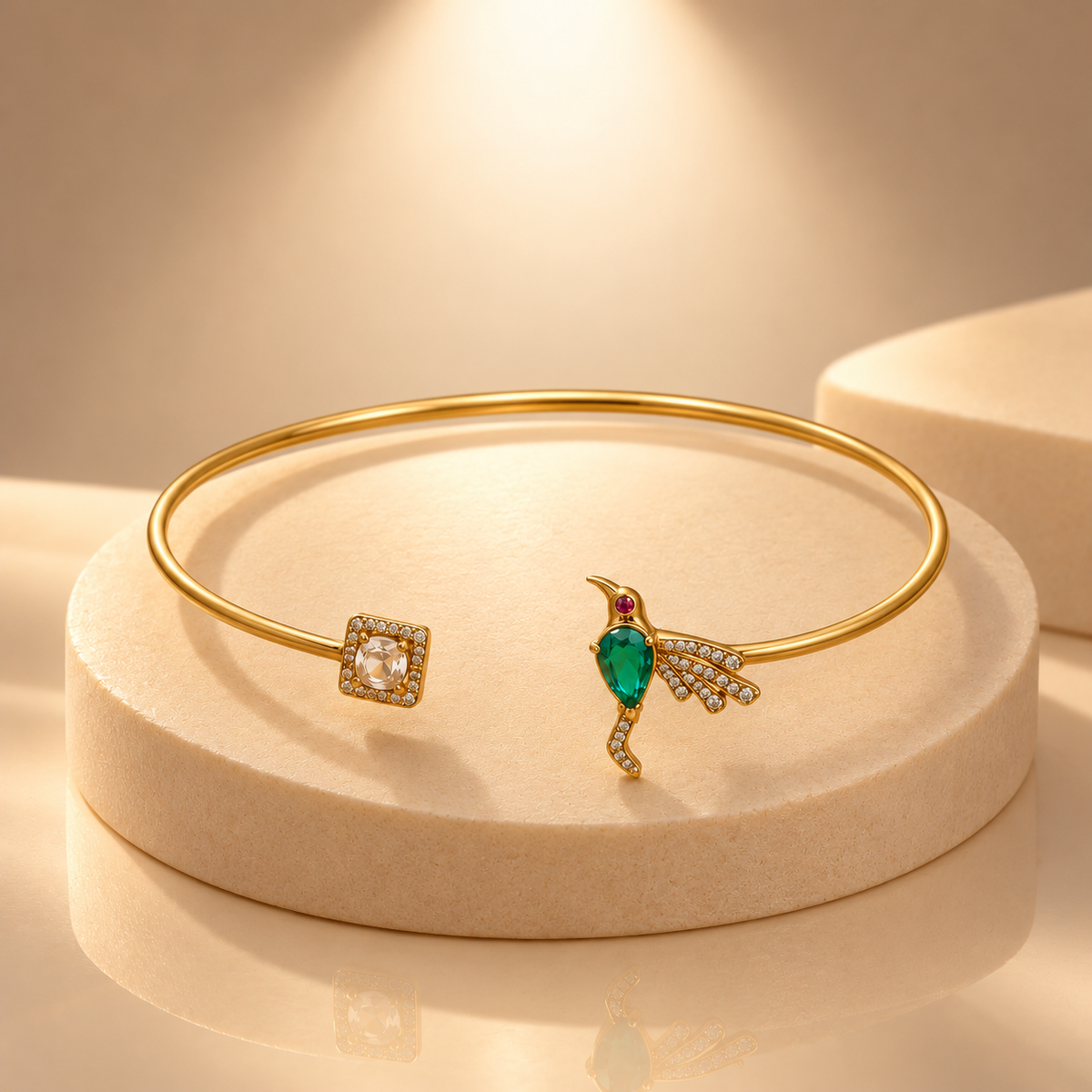 925 Silver Gold Plated Bird Polki Hasli