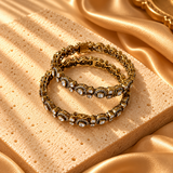 925 Silver Moissanite Polki Bangles Set