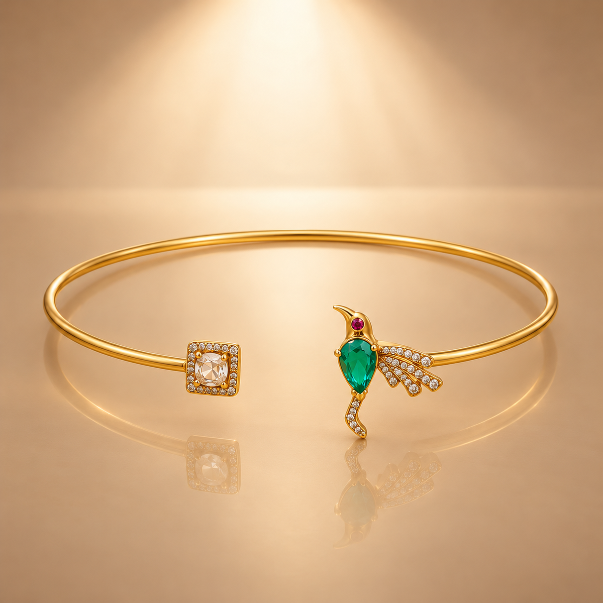 925 Silver Gold Plated Bird Polki Hasli