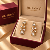 925 Silver Floral Tiered Moissanite Polki Earring