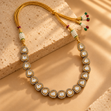 925 Sterling Silver Teardrop Moissanite Polki Necklace