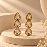 925 Silver Moissanite Polki Long Drop Earrings