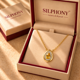 Yellow Quartz Pear Pendant Chain For Women