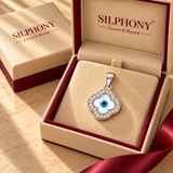 Evil Eye Four Leaf Clover Moissanite Charm Pendant