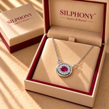925 Silver Oval Pink Quartz Moissanite Halo Chain Pendant