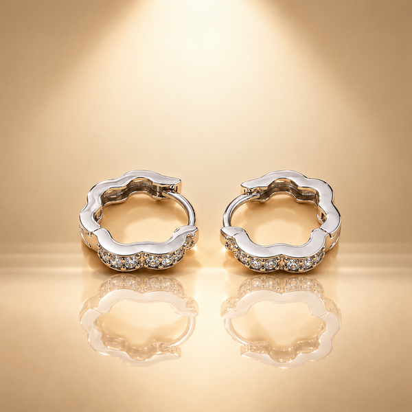 925 Silver Wavy Moissanite Huggie Earrings