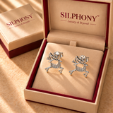 925 Silver Reindeer Moissanite Stud Earrings