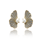 Pearl Wing Petal Enamel Stud Earrings