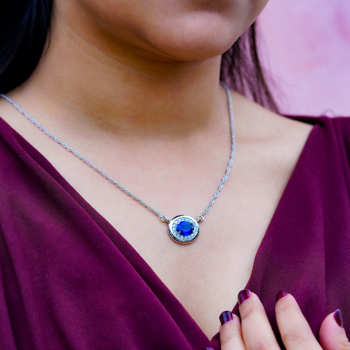 One-of-One 92.5 Silver Round Navy Pendant