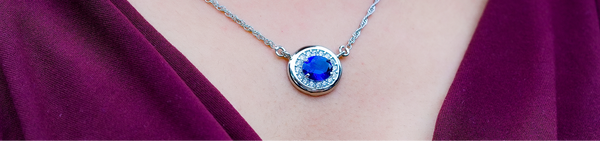 One-of-One 92.5 Silver Simulant Sapphire Pendant Necklace
