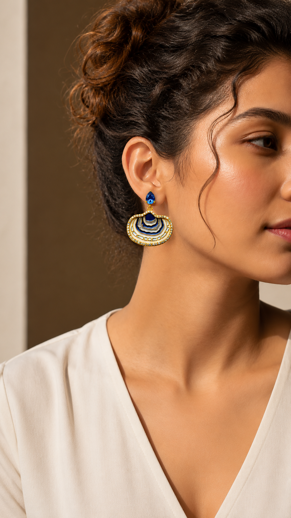 925 Silver Blue Enamel Drop Earrings for Women