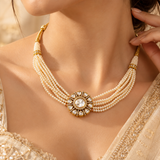 925 Sterling Silver Polki Pearl Pendant Necklace for Women