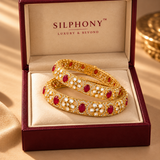 925 Sterling Silver Moissanite Polki Bangles for Women