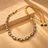 925 Sterling Silver Moissanite Polki Necklace