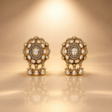 925 Silver Moissanite Polki Floral Dangler Earrings