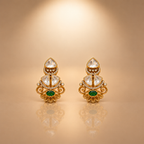 925 Silver Gold Plated Moissanite Polki Earrings