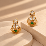 925 Silver Gold Plated Moissanite Polki Earrings