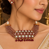 925 Sterling Silver Polki Moissanite Traditional Bridal Necklace