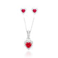 Ruby Romance - Heart Silver Pendant Set