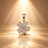 925 Sterling Silver Moissanite Flower Pendant for Women