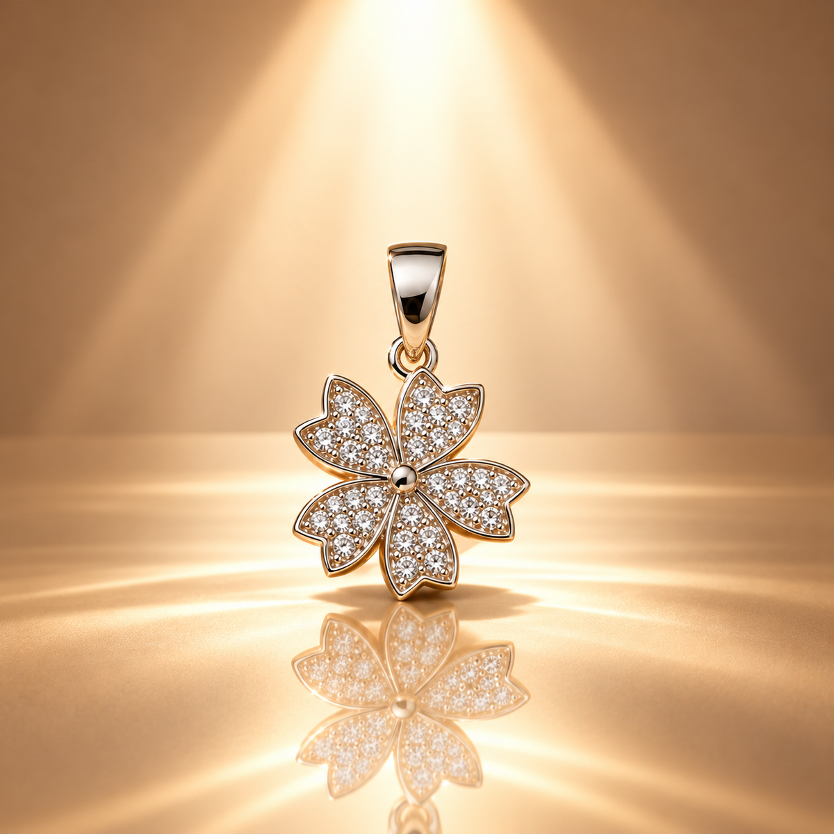 925 Sterling Silver Moissanite Flower Pendant for Women